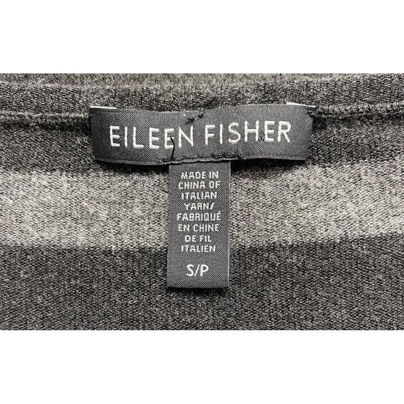 EILEEN FISHER Women Tunic Sweater Pullover Long Sleeve Stripe Sz L Gray Casual - Picture 8 of 10